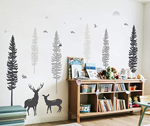Декор За детска Стая TIMBER ARTBOX Woodland – Стикери за стени в стил Бор в Приказната гора Тема с Животни, Елени и Совой