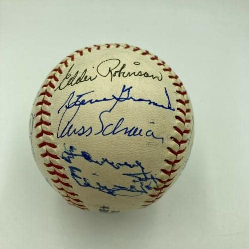 Отборът на Шампионите от Световна серия Кливланд Индианс 1948 Година Подписа договор с JSA COA по бейзбол - Бейзболни топки с автографи