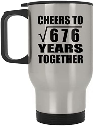 Designsify 26th Anniversary Поздравява С Квадратен Корен от 676 Години Съвместен живот, Сребърен Пътна Чаша 14 грама,