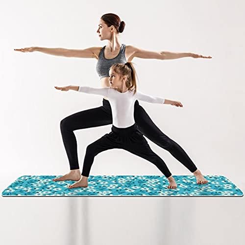 Siebzeh Сладко синьо килимче за йога с цветя модел от Премиум-клас, в екологично Чист Гумена подложка за здраве и фитнес,