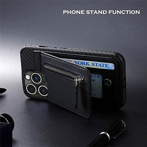 чанта-портфейл simptech за iPhone 14 Pro Max, Държач за карти от Изкуствена кожа модел от висококачествени влакна, Магнитна Поставка, флип-надолу капачката, устойчив на удари З