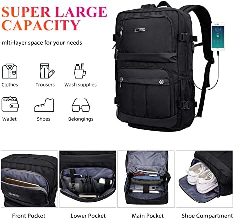 Раница за носене WITZMAN Travel за Мъже, Одобрен Авиокомпания Найлонов Бизнес портфейл, е подходяща за 17-инчов лаптоп с мек Покрив, спортна чанта (B683 черен)
