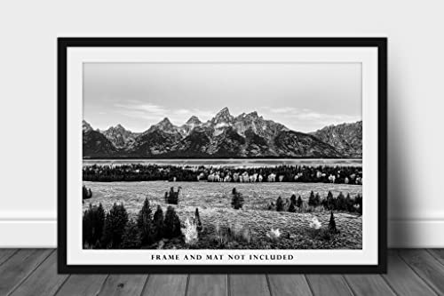 Снимка на Скалистите планини, Принт (без рамка), Фотография Гранд Титона късно сутринта в националния парк Гранд-Титон, Уайоминг, Пейзаж, Стенно изкуство в западен с