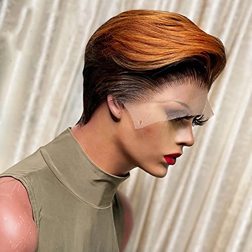 Bejoy Hair Перуки Pixie Омбре 13 × 4 Човешки на Косата на Перука Дантела Отпред 10A Бразилски Къса Перуки от Кестени на Коса С Естествена Линия на Растеж на Косата, Предварите?
