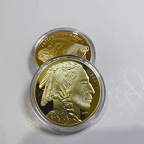2021 Монета американски Бизон Главата на Стареца Биволско Възпоменателна Монета Реплика Колекция Занаяти Сувенирное Украса Подарък За Дома