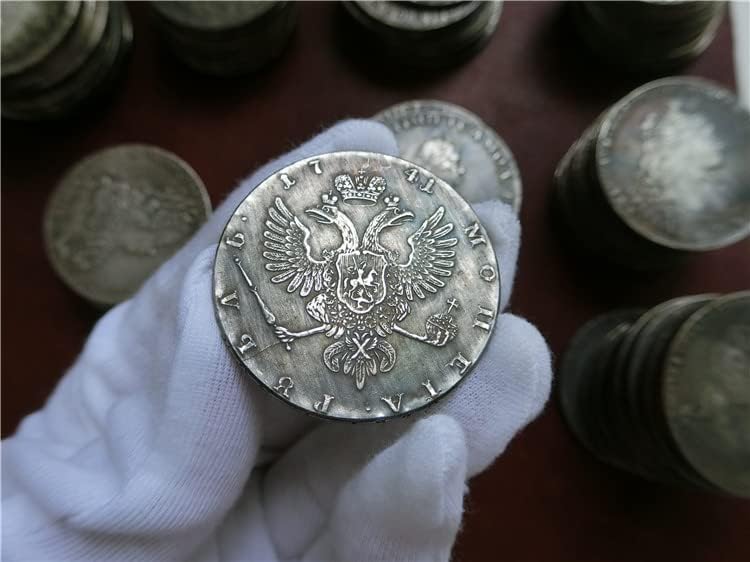 1741 Руската Империя Иван III Василиевич Стара Сребърна Монета Рублевая Монета Чуждестранна Валута Антични