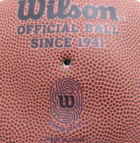 Футболна топка с бяло лого на Seattle Seahawks с автограф на Тайлера Локетта (Плосък) MCS Holo 90819 - Футболни топки
