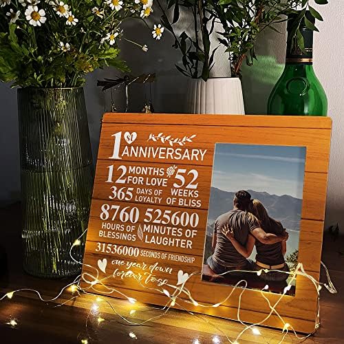 Рамка за снимки на 1-та Годишнина от Сватба, подарък за 1-та Годишнина на брака, за Него Него Двойки на 1-та Годишнина