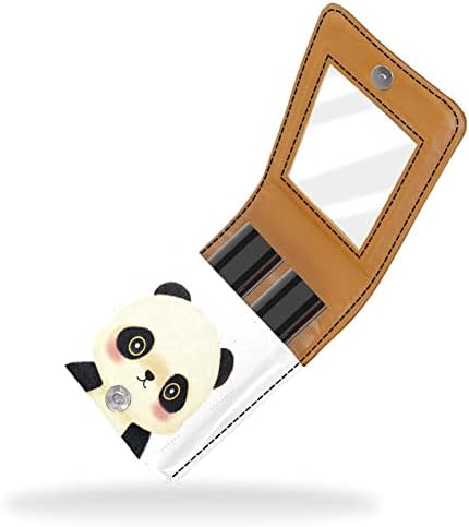 ORYUEKAN Калъф за червило за грим, чанта за червило с огледало, преносим калъф за съхранение червило, органайзер за блясък за устни, Мультяшное животно Панда