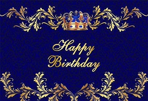 AOFOTO 9x6ft Короната на Фона на Синьо Златен Фон Рожден Ден на Кралят на Принц от Кралския Фон за Снимки Фондо Де Рей Короната Цвете Рамка на Мъжете 30th 40th 50th 60th Рожден Ден