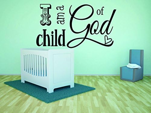 Стикер за стена: Аз съм дете на Бога, Детска и спалня за малки момчета и момичета, Цитат от Библията, Размер: 20 см x 30 см - на Разположение 22 цветове