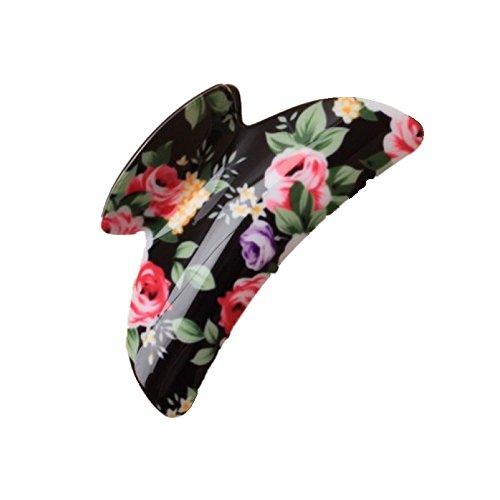 Черни Буци Скоба За Коса с Флорални Принтом във формата на Рози Технологична Технологична Grip
