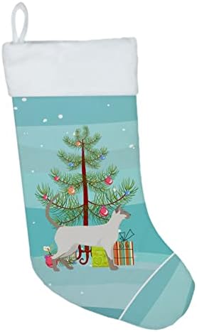 Съкровищата на Каролина CK4710CS Сиамски Модерен Кот №1 весела Коледа Коледни Чорапи, Чорапи За Висящи пред Камината,