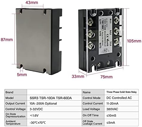 SHUBIAO TSR SSR-10DA SSR-40DA SSR 25A 60A 80A 100A Трифазно твердотельное реле SSR dc AC 480V 5-32 В Въвеждане на алуминиев