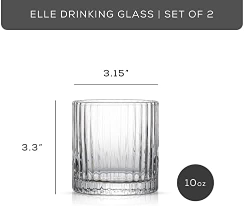 Чаши за уиски с рифлением JoyJolt – ELLE 10oz Short Drinking Glasses. 2 Чаши за уиски в рубчатой рамки. Чаши за джин