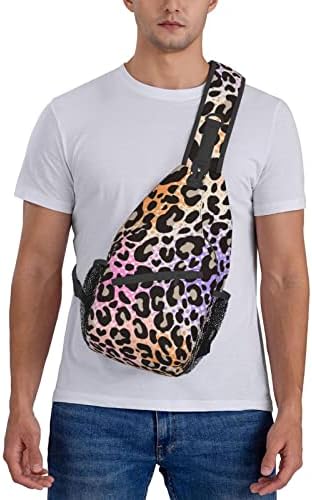 Чанта-прашка с Леопардовым принтом за Жени, Мъжки Раница През рамо, Цветни Леопардовый Модел, Естествена Кожа Животни,