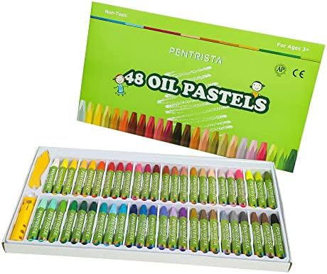 PENTRISTA Миещи маслени пастели за деца, 48 Различни цвята + 1 Острилка, 1 държач за пастели, Нетоксични Меки Маслени