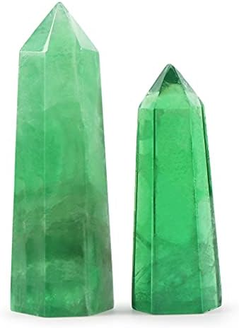 SMQ Пръчки със зелен кристал на флуорит за Изцеление Чакра, комплект от 2 теми, 2,36/2,76, Разнообразни Одноточечные