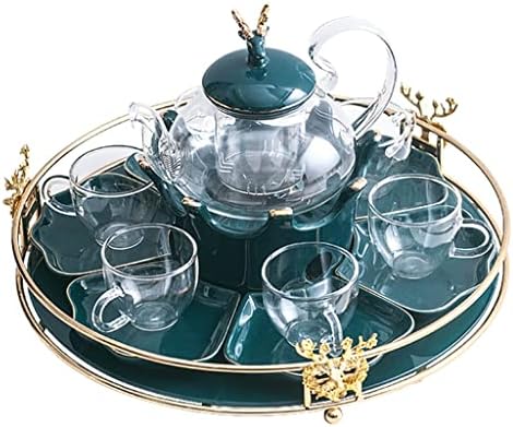 YXBDN Цвете, Определени чай Стъклен Домакински Комплект за вода Следобеден чай Плодов Цветя кана за Чай комплект Свещ