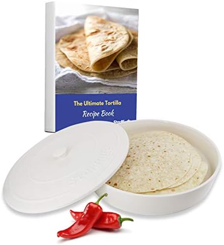 8-инчов керамични топло за tortillas от StarBlue с електронна книга БЕЗПЛАТНИ рецепти - Бял, топъл един час и може да