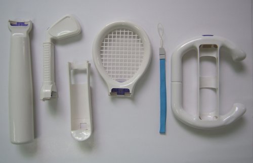 Спортен комплект Skque за Wii (Бейзбол / Ракета / Стика за голф / Състезателна манивела) [Nintendo Wii]