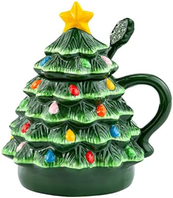 Чаша г-Н Коледна Ностальгическая елха с Капак и лъжица - Зелен