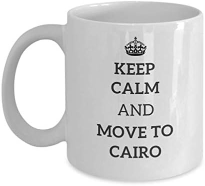 Запазете спокойствие и переезжайте в Кайро Чаена Чаша Пътник Подарък за Колега, Приятел, Египетски Пътна Чаша за Подарък
