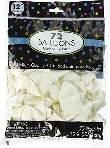 Кръгли латексови балони | Обикновен Бял - 12 инча | Опаковка от 72