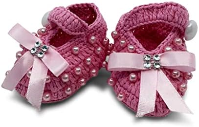Новородени Бляскава Бебешки Обувки на една Кука - Обувки, ръчно Плетени, За Новородените Момичета