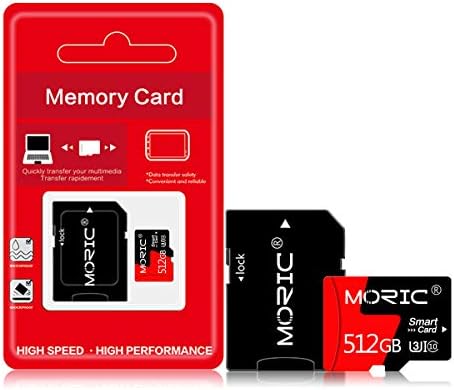Високоскоростна карта памет Micro SD 512 GB, Клас 10 с Адаптер за Екшън камери, Видеорегистратора, Видеонаблюдение, Дрона,