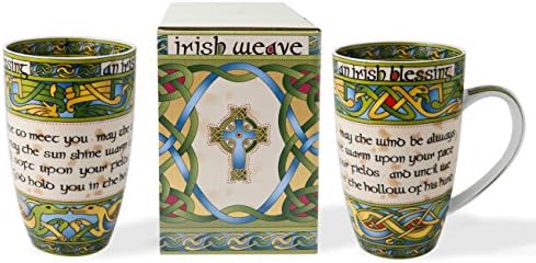 Ирландският чаша Royal Tara Blessing от костен порцелан в кутия Ирландски плетене, Капацитет 400 мл /14 течни унции (Комплект