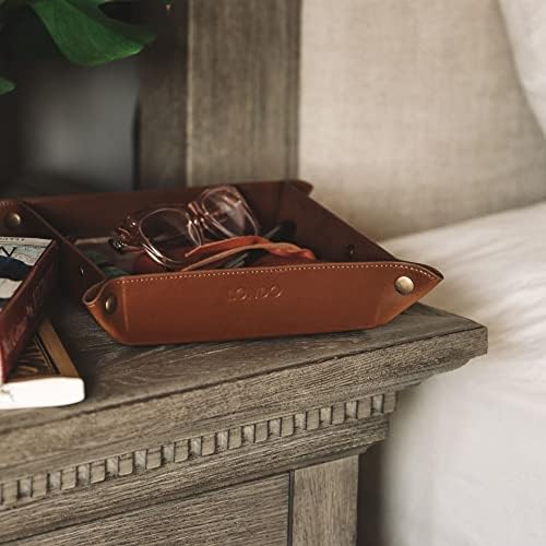 Londo Leather Tray Organizer - Практичен шкаф за съхранение на Портфейли, Часовници, Ключове, монети, мобилни телефони и Офис оборудване