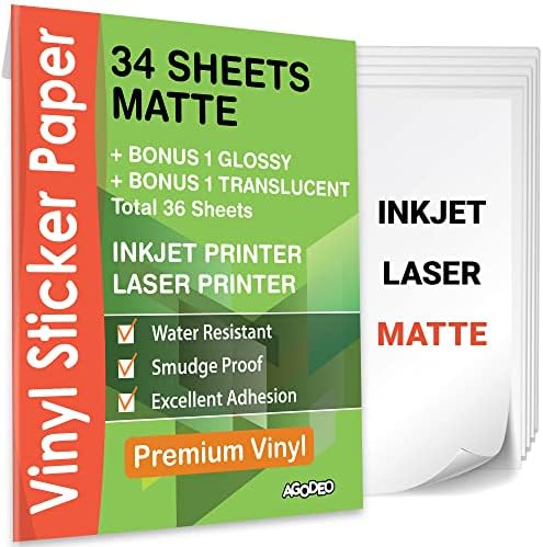 Висококачествена хартия за винилови стикери за мастилено-струйни и лазерни принтери - 34 лист Самозалепващи листове Матово