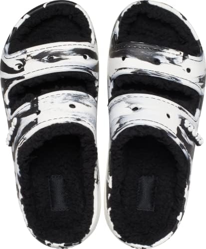 Класически Сандали на платформа Crocs Унисекс|Пухкави чехли-пързалки, Черен/Бял, 7 US Men