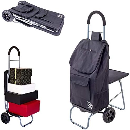 количка за транспортиране на продукти dbest със Седалка, Черна Сгъваема Задна Врата колички за пазаруване