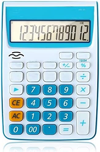 Настолен калкулатор Teerwere Компютърен Пластмасов Здрав 12-битов дисплей с голям екран и Прост Научен калкулатор Гласови