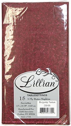 Кърпа за бистро Lillian Texture, 3 пласта, 24 опаковки, Бордо