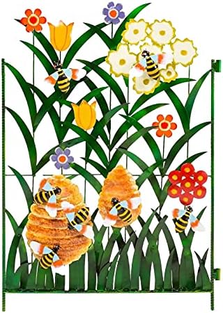 Външен калъф за Диван с 3-Панельным екран и Пчели, Цветна Градина Метален Цвете, Метално 3-Панел Стол за Тераса и Градина