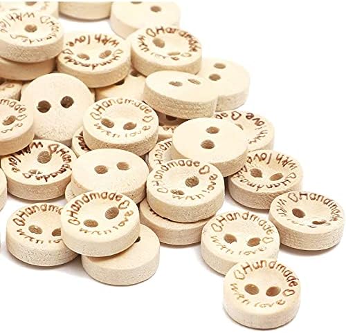 Кръгли дървени копчета и ръчно изработени с любов (с 2 дупки, 450 броя в опаковка)