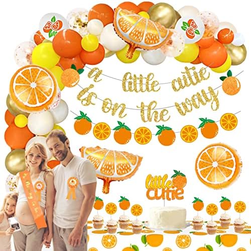 99 БР. Малки Сладки Декорации за детската душа, Homond Orange Цитрусовая Тема Детски Душ За Партита, Балон, Венец, Банер