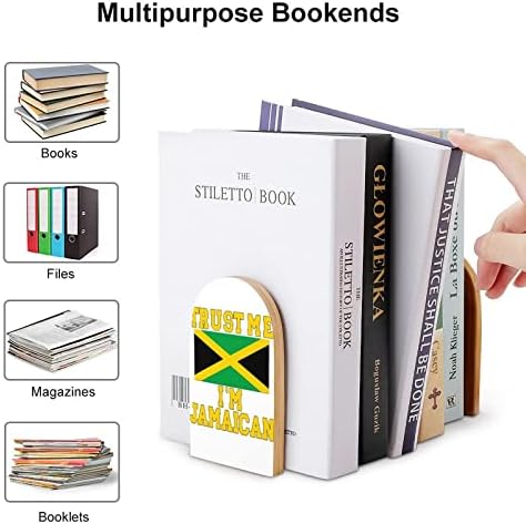 Повярвай Ми, аз съм от Ямайка Bookends за книги с Декоративен Принтом Дървени Чела книги за рафтове Опаковка от 1 чифт