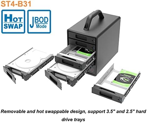 Склад Raidon ST4-B31 JBOD Поддържа 4 отделения, 2,5/3,5, SATA III HDD/SSD