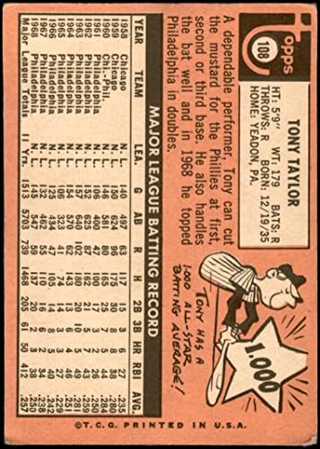1969 Topps 108 Тони Тейлър Филаделфия Филис (Бейзболна картичка) ДОБРИ Филис