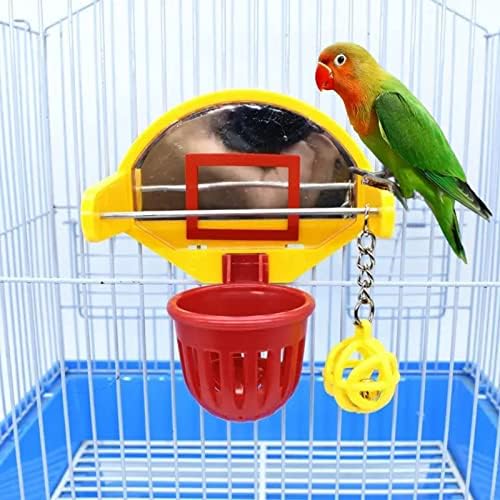 Баскетболно играчка за папагал Kukeyiee с Огледало, играчка за хранене Жевательным Топката, Подвесная тренировочная играчка