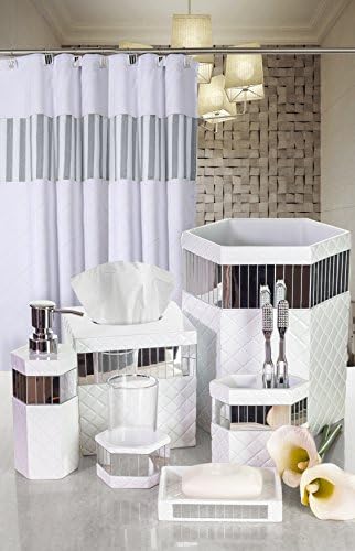 Квадратна капак кутии за салфетки Creative Scents-White - Декоративен Държач кутии за салфетки за баня - Модерна Огледален