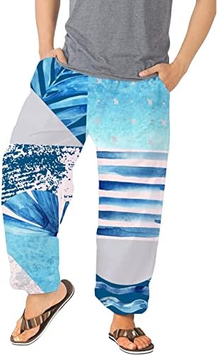 XXBR Плажни Панталони за Мъже, Еластичен Колан, 3D Дигитален Печат, Хавайски Почивка, на брега на Океана, Графични Широки