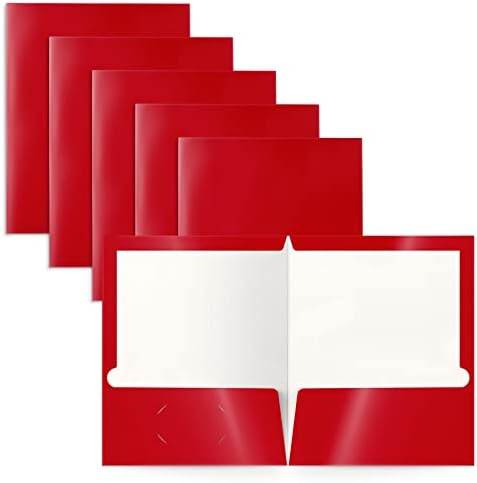 2 Джоба Папки от Лъскава Ламиниран ЧЕРВЕНА хартия, Размера на Буквата, Портфейли от Червена хартия от по-Добро Office