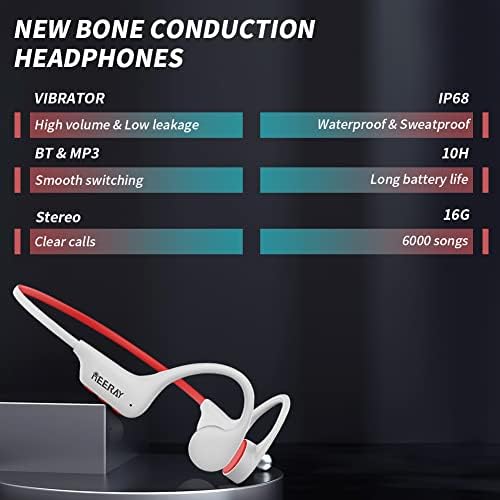 Безжични слушалки ReeRay с костна проводимост, Спортни Bluetooth слушалка R6 с отворени уши 5,3 с микрофон, MP3-плейър