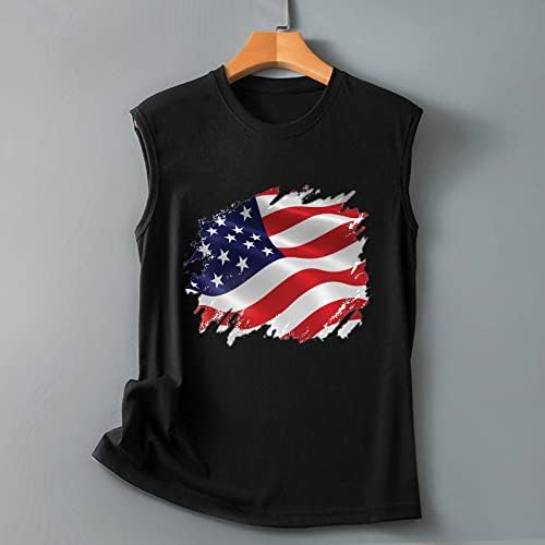 На 4 юли, Ризи за Жени, Флаг на САЩ, Лятна Риза Без Ръкави, с кръгло деколте, Патриотическая Риза Райе със Звездите,