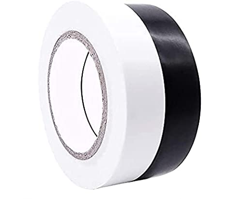 Самозалепваща тиксо PVC за духаше (опаковка от 2 броя) | 1 Бял и 1 черен цветя | Всяко хвърляне на 3/4 инча * 82 фута